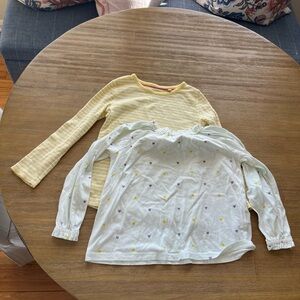 Mini Boden Yellow and White Long Sleeve Tees